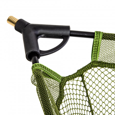 Saber - 6ft Carbon Landing Net - 2-Piece Carbon Compact Landing Net & Staff  - 42 Carbon Arms - Anodized Alloy Spreader Block - Micro-Mesh - Perfect  For Fishing & Carp Fishing 